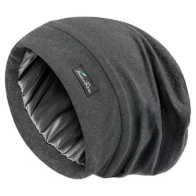 Imagen de Gorro para dormir con forro de seda cabello encrespado, negro, mujer, gris y negro
