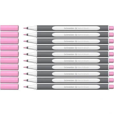 Imagen de Schneider Brushpen Paint It 070 Juego de 10 rotuladores punta flexible con y colores brillantes para caligrafía, escritura a mano más, color rosa pastel