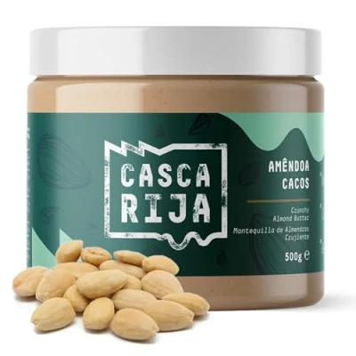 Imagen de CASCA RIJA: Crema de Almendras Crujiente 500g 99,8% Tostadas + 0,01% Canela Molida Jengibre en Polvo 100% Natural Con Trozos Tostados, Vegan