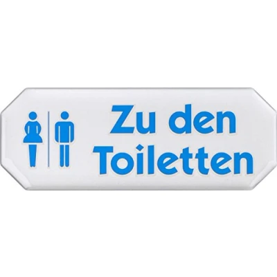 Imagen de Metafranc 506410 Placa adhesiva con texto en alemán &quot;Zu den Toiletten&quot; (107 x 40 mm, efecto 3D, señalización, información, para puerta, comercio, identificación de propiedades)