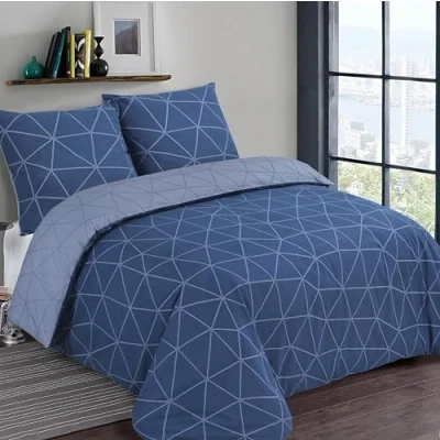 Imagen de Vision Hugo Juego de funda nórdica reversible (200 x 200 cm, incluye 2 fundas almohada para cama matrimonio, 100% algodón), diseño hugo, color azul y