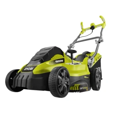 Imagen de RYOBI Cortacésped Eléctrico 1500 W de 36cm Recogida y Mulching Altura Ajustable 5 Posiciones Manillar Parachoques Incorporado Recogedor Easy Edge Bolsa 45l Incluida RLM15E36H