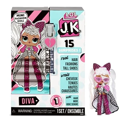 Imagen de L.O.L. Surprise! LOL Surprise JK Mini Muñeca de Moda 15 Sorpresas, Ropa y Accesorios Para Mayores 6 Años Coleccionable Diva