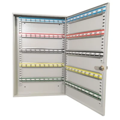 Imagen de LEOMAR Armario para Llaves, Caja con 100 Ganchos, de Chapa Acero, Tiras Ganchos Ajustables, Montaje en Pared, Cerradura, Material Montaje, 6 x 35 52 cm