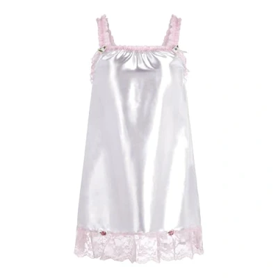 Imagen de Satini Lencería Satén el marica Babydoll Volantes Bragas Enagua Completa Ropa de Noche (Blanco, XL)