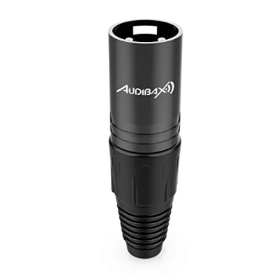 Imagen de Audibax Silver Black Macho Conector XLR de 3 Pines Tipo Soldadura Especial para Conexión Audio Aleación Zinc Alta Conductividad y Ruido Ultrabajo