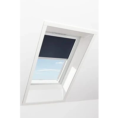 Imagen de Roto Estor Opaco Original ZRV Casi Completo, riel de guía Plateado para Ventanas tejado Serie Q con tamaño 055/078 05/07, Color Azul Oscuro