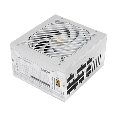 Imagen de MARS GAMING MPB1000SIM, Fuente Alimentación Full Modular ATX 1000W, 7 Años Garantía, 80Plus Gold 90%, Ventilador SI Extreme Silence 140mm, Tecnologías AI2 RPM, DC y SMD, 3.1 PCIe 5.1, Blanco