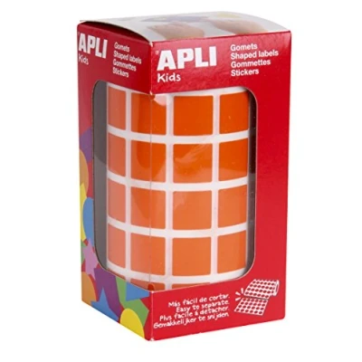 Imagen de APLI Kids 12479 Rollo gomets cuadrados 15 mm naranjas