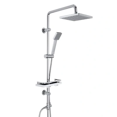 Imagen de Görbach Columna de Hidromasaje sin Grifo Set Ducha Acero Inoxidable Altura Adjustable Conjunto Juego Baño con Mano, Estante y Cabezal Rociador ABS20*20cm