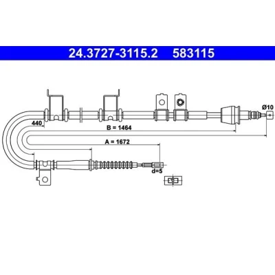 Imagen de ATE 24.3727 3115.2 Cable de Freno Mano 1672 HYUNDAI: i30 I Hatchback