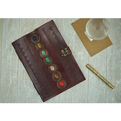 Imagen de OVERDOSE Diario De Cuero Siete Piedras Piedra Antiguo Hecho A Mano Cuaderno Bocetos Dibujo Tamaño 7 X 10 Pulgadas 17 25 Cm A4