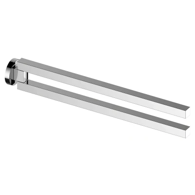 Imagen de Toallero Barra de 2 Brazos KEUCO abatible Metal, Cromado Alto Brillo, 45 cm, para el baño y Aseo Invitados, Montaje en la Pared, Edition 90