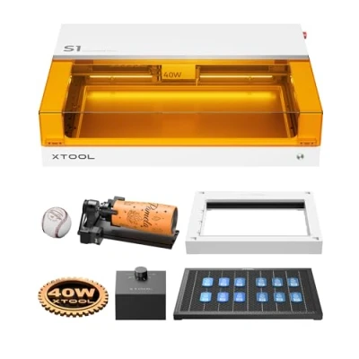 Imagen de xTool S1 Grabadora láser de 40 W, madera, metal y cristal cerrado, kit lujo, corte con posicionamiento pin point, enfoque automático, grabado para metal, cuero, acrílico, cristal,