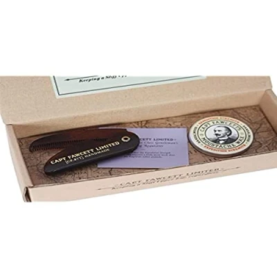 Imagen de Captain Fawcett Estuche Cera Bigote Sándalo Extra Fuerte &amp; Peine 200 g