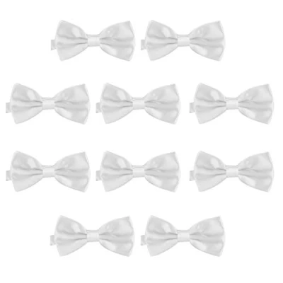 Imagen de DonDon Set de 10 Pajarita para hombre 12 x 6 cm ajustable y lista usar Blanco