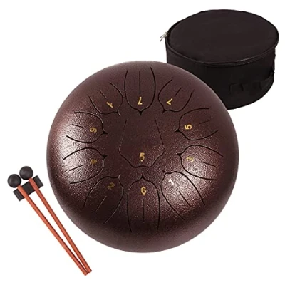 Imagen de LOMUTY 12 Pulgadas 30 CM Tambor de Lengua Acero 11 Notas Clave C Instrumento percusión Handpan Drum con Bolsa Tansporte, Partitura, Baquetas, Púas Dedo(Morado)