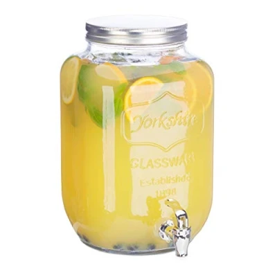 Imagen de Relaxdays 2 Dispensadores de Bebidas con Grifo, Cristal, Vintage, Expendedor refrescos, 8 L, Transparente