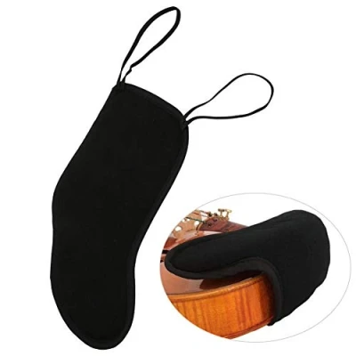 Imagen de 4/4 3/4 Protector de Almohadilla para Reposapiés Violín, Reposacabezas Mentón Violín Franela Negra Accesorios Instrumentos Musicales