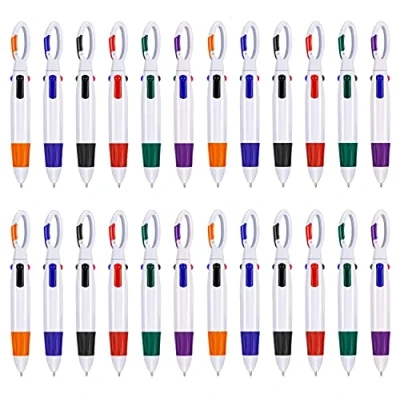 Imagen de KAHEIGN 24 Piezas Plumas De Lanzadera, 4 En 1 Bolígrafos Multicolores Retráctiles Con Llavero Hebilla La Parte Superior Para Material Escolar Oficina Estudiantes Niños (6 Colores)