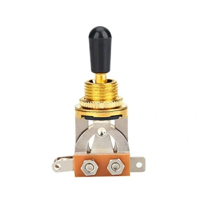 Imagen de Interruptor de palanca 3 vías para guitarra, selector pastillas metal con perilla punta latón guitarra eléctrica estilo LP., dorado