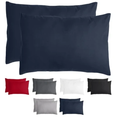 Imagen de Komfortec Juego de 2 Fundas Almohada 40 x 60 cm, Microfibra cepillada, con Cremallera, Transpirable y Suave, Color Azul