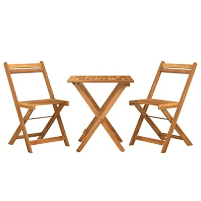 Imagen de vidaXL Muebles cafetería Plegables 3 pzas Madera Maciza Acacia