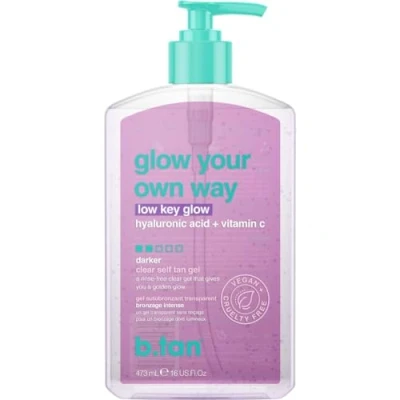 Imagen de b.tan Dark Clear Self Tan Gel Glow Your Own way, Low Key Transfer Resistant Sunless Tanning Gel, Packed with Hyaluronic acid &amp; Vitamin C, 16 Fl Oz