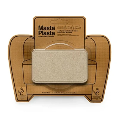 Imagen de MastaPlasta Parche Autoadhesivo Premium para Reparación Instantánea. Gamuza Beige 10cmx6cm. o decoración. Sofás, Asientos de Coche, Bolsos, Chaquetas