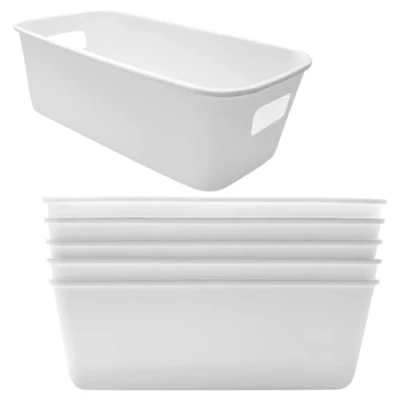 Imagen de Xpieoyrm 6 Piezas Cestas de Almacenaje Multiuso, Caja con Asas, Organizadoras Baño Plastico, Rectangulares, cajas almacenamiento apilables para Cocina