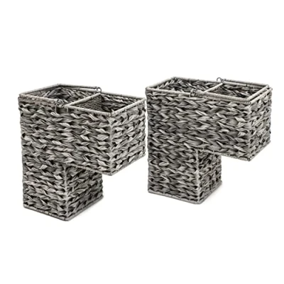 Imagen de Trademark Innovations Juego de 2 cestas mimbre plástico con asas 14.5 pulgadas