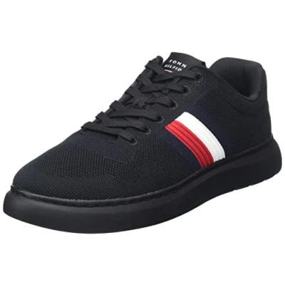 Imagen de Tommy Hilfiger Hombre Sneaker con suela cupsole Lightweight Knit Stripes Zapatillas, Negro (Black), 40 EU