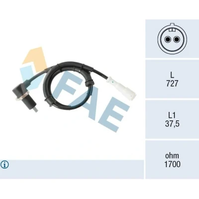 Imagen de FAE 78575 Sensor de ABS con cable inductivo 2 727 RENAULT: Kangoo I, I Express