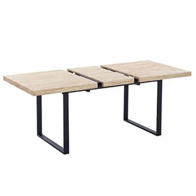 Imagen de Adec Group Natural, Mesa Extensible de Comedor, Salon o Cocina, Color Roble Salvaje y Negro, Medidas: 140/180 cm (Largo) x 80 (Ancho) 76 (Alto)