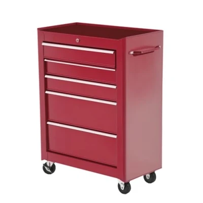 Imagen de HOMCOM Carro Caja de Herramientas Taller Movil 5 Cajones 4 Ruedas Cerradura Color Rojo