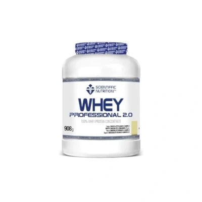 Imagen de Scientiffic Nutrition Whey Professional 2.0 Proteinas en Polvo 100% Pura, para Aumentar la Masa Muscular, con Enzimas Digestivas y Lactasa 908g, Sabor Natillas de Vainilla.