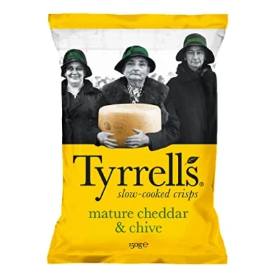 Imagen de Tyrrell&#039;s Patatas Fritas con Queso Cheddar y Cebollino, 1x 150 gr