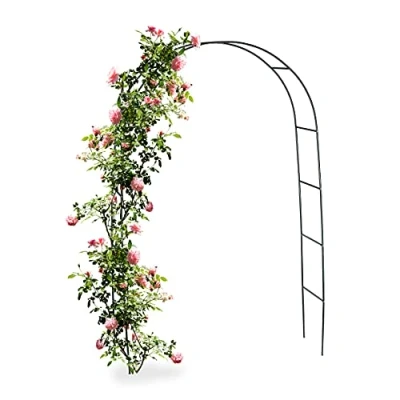 Imagen de 4 Arcos de Metal para Jardín, Plantas Trepadoras y Rosas, 240 cm, Soporte Rosales Resistente Intemperie, Verde