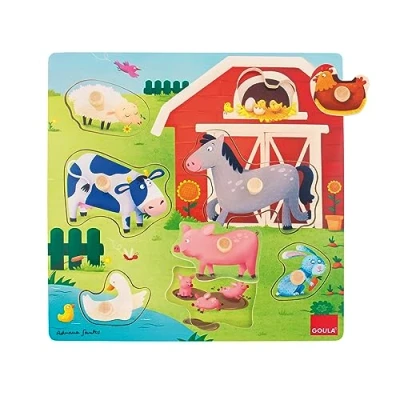 Imagen de Goula Puzle Mamás y Bebés granja, encajable de madera a partir 2 años