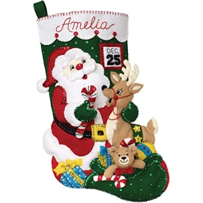 Imagen de Bucilla Felt Stocking Applique Kit 18&quot; Long Santa And Friends