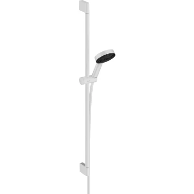 Imagen de hansgrohe Pulsify Select S Set de ducha 105 3 tipos chorro Relaxation Ahorro agua 9 l/ min con barra 90 cm, blanco mate, 24171700