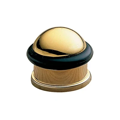 Imagen de Amig Tope o Retenedor Decorativo Dorado Con Banda de Goma Antideslizante Negra Para Puertas Paso Protege Paredes y Muebles, Suelo Atornillar Diámetro Ø30 x 14 mm