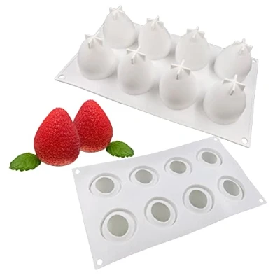 Imagen de enduo Molde de Silicona Pastel 3D moldes para Hornear Bricolaje, Fresa 8 Agujeros
