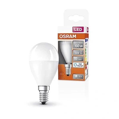 Imagen de OSRAM Lámpara LED P60 de Star para el enchufe E14, forma caída, FR, 806 Lumen, Día luz blanca (6500k), reemplazo bombillas convencionales 60 W, no dimmables, paquete 6