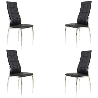 Imagen de MOMMA HOME Set de 4 Sillas Modelo Cami Color Negro/Plata Material Ecopiel/Metal Cromado Medidas 46 x 54 101 cm