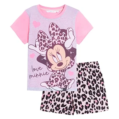 Imagen de Disney Pijama corto de Minnie Mouse para niñas, conjunto ropa dormir verano 2 piezas, rosa, 3 4 Years