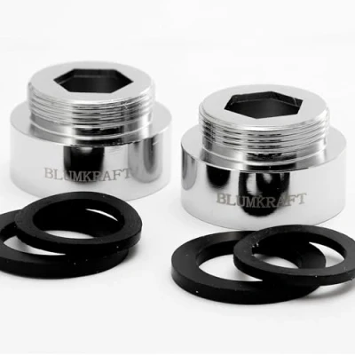 Imagen de BLUMKRAFT Lote de 2 adaptadores grifo F28 M22 metal macizo latón plateado 28 mm hembra 22 macho (F28 M22/M22 F28)