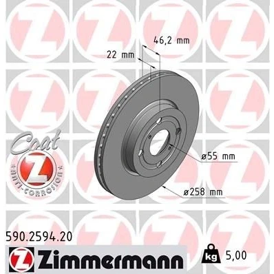 Imagen de Disco de freno ZIMMERMANN 590.2594.20