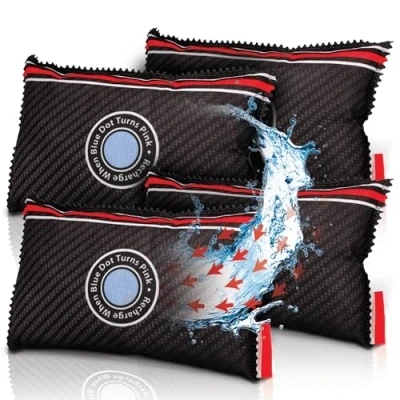 Imagen de PINGI Car Dehumidifier Bag 4x 350g Absorbs Moisture, Damp, &amp; Condensation on Windscreens Interior 100% Leakproof Reusable Dashboard Remover