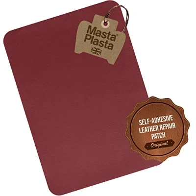 Imagen de MastaPlasta Parche Autoadhesivo para Reparación de Cuero y más. XL: 28cm x 20cm. Elija Color. Tapicería Calidad. Reparar sofás, Asientos Auto, Bolsos, Chaquetas…